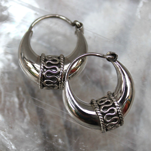 Little Sterling Silver Indian Puff Hoops