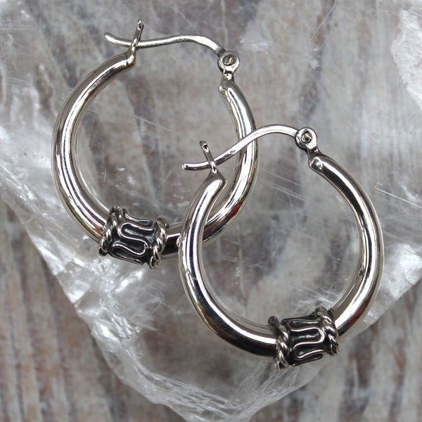 Sterling Silver Indian 'Anjali' Puff Hoops