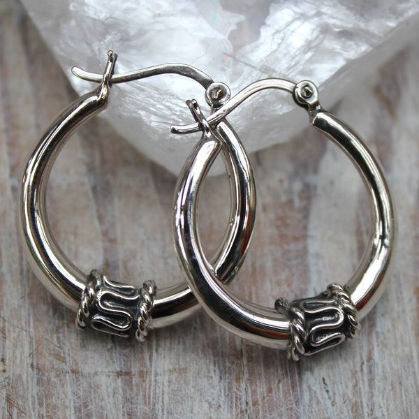 Sterling Silver Indian 'Anjali' Puff Hoops