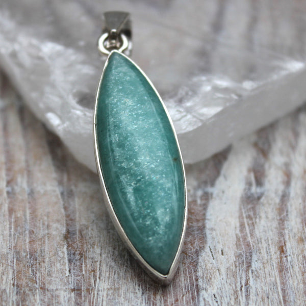 Amazonite + 925 Sterling Silver Marquis Pendant