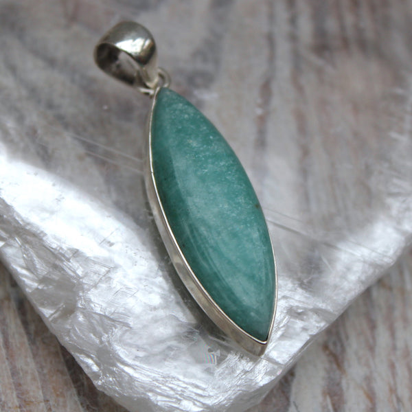 Amazonite + 925 Sterling Silver Marquis Pendant