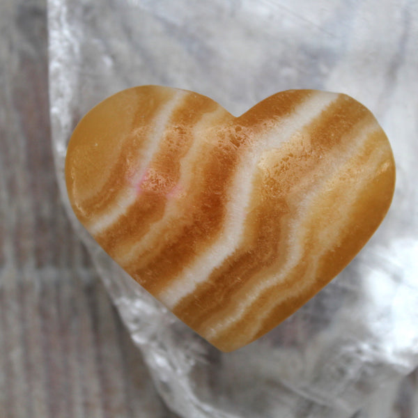 Medium Orange Calcite Heart