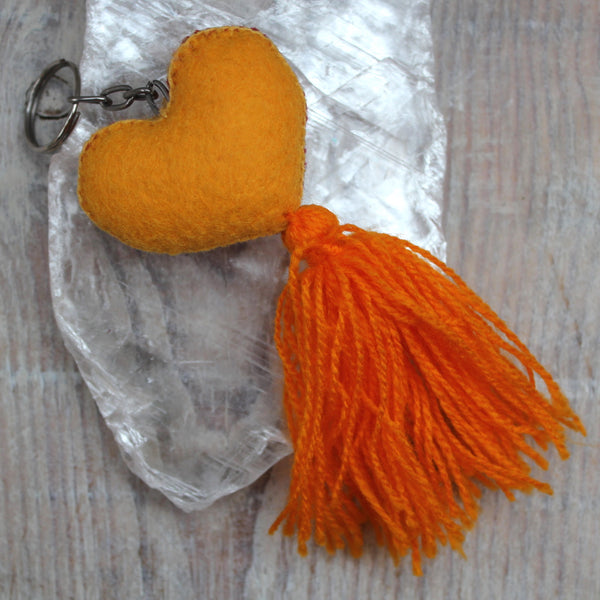 Little Mexican Handmade Heart Tassel Keyring (Orange)