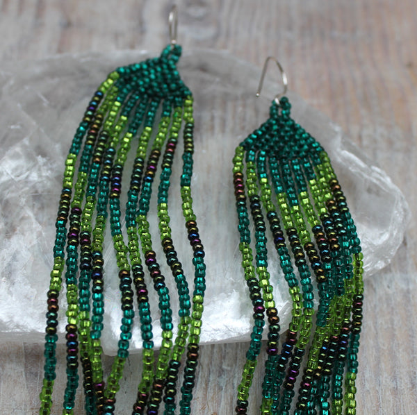 Guatemalan Green Rainforest Beaded Earrings