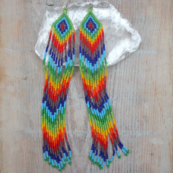 Guatemalan Rainbow Waterfall Beaded Earrings