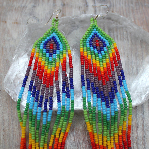 Guatemalan Rainbow Waterfall Beaded Earrings