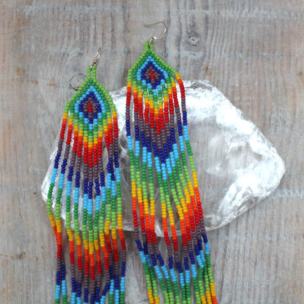 Guatemalan Rainbow Waterfall Beaded Earrings