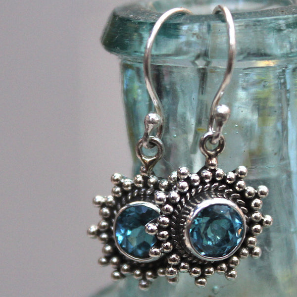 925 Sterling Silver + Topaz Sun Earrings