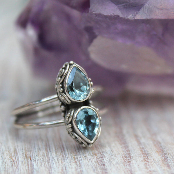 925 Sterling Silver Blue Topaz Ring