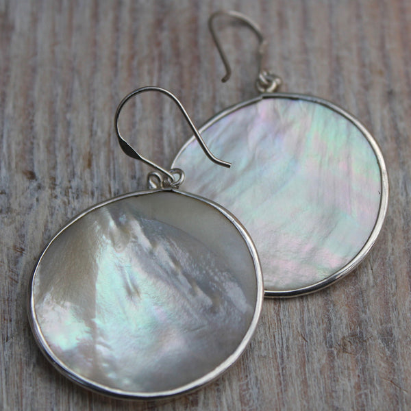 925 Sterling Silver Mother of Pearl Sun Earrings