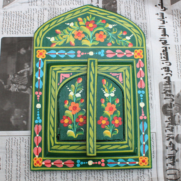 Green Moroccan Folk Art Mirror