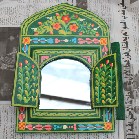 Green Moroccan Folk Art Mirror