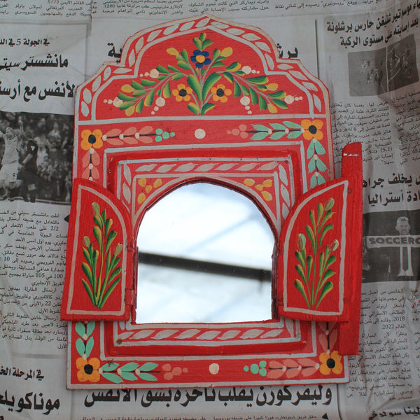 Moroccan Red Folk Mirror