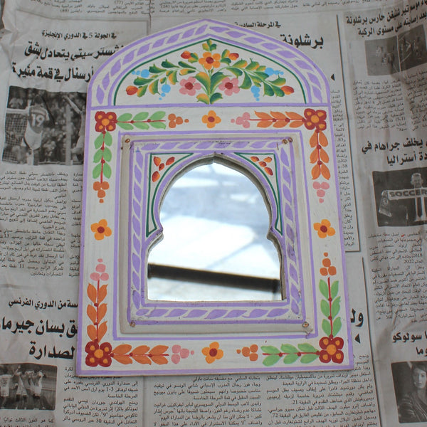 White Morrocan Folk Art Mirror