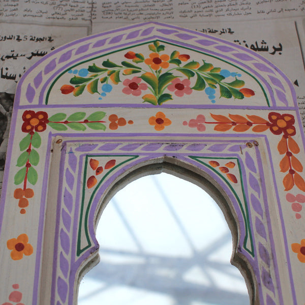 White Morrocan Folk Art Mirror