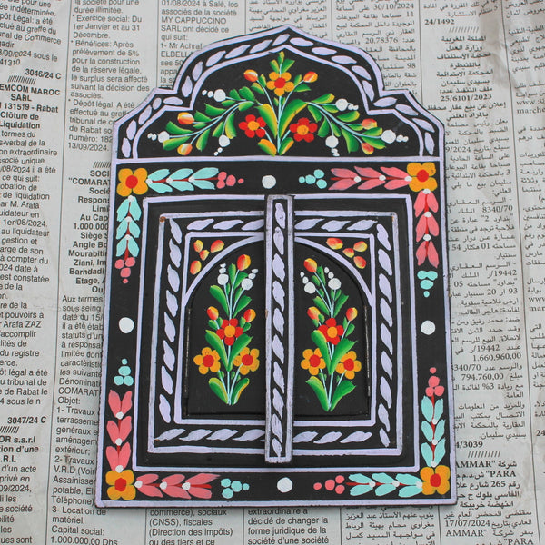 Black + Lilac Moroccan Folk Art Mirror