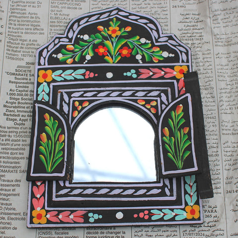 Black + Lilac Moroccan Folk Art Mirror