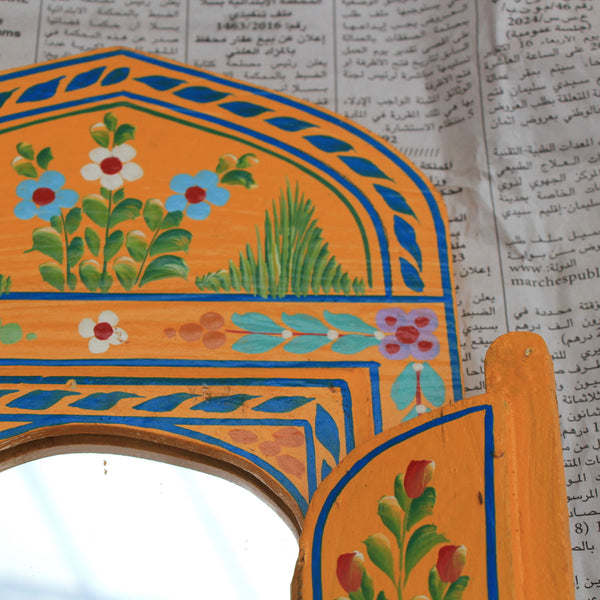 Yellow Floral Moroccan Folk Art Mirror