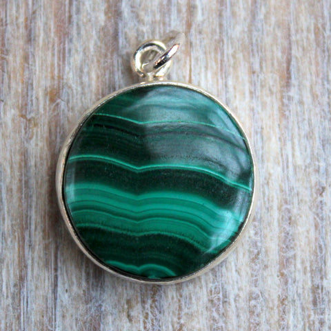 Malachite + Sterling Silver Circle Pendant