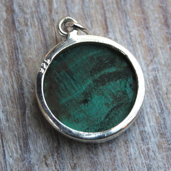 Malachite + Sterling Silver Circle Pendant