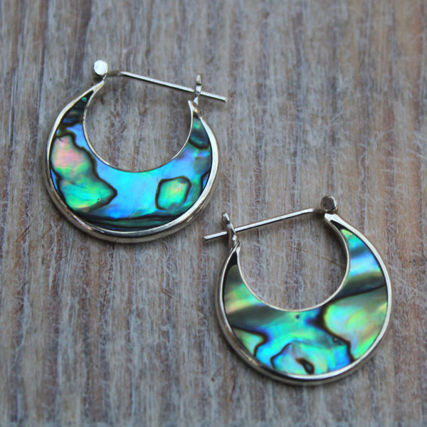 Little Abalone + Sterling Silver Hoops