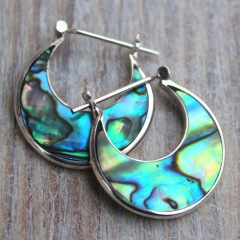 Little Abalone + Sterling Silver Hoops