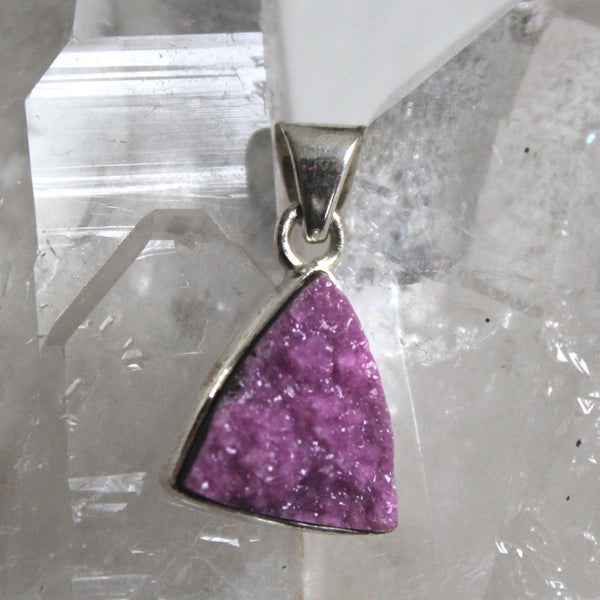 Cobalto Calcite + Sterling Silver Triangle Pendant