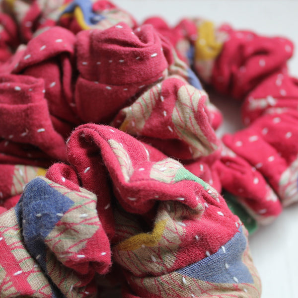 Zero Waste Kantha Geometric Scrunchie